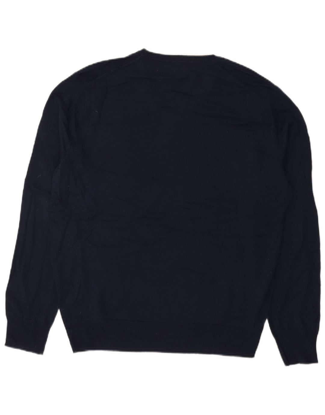 J. Crew Mens V-Neck Jumper Sweater Large Navy Blue Acrylic