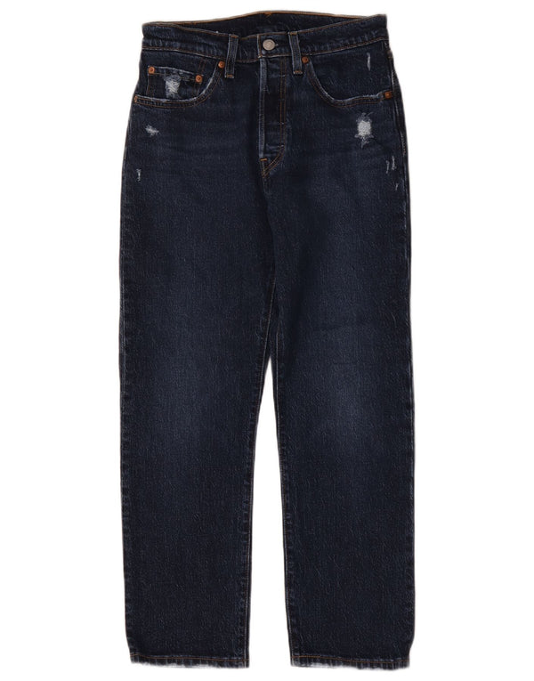 Levi's Womens 501 High Waist Distressed Straight Jeans W26 L26 Navy Blue
