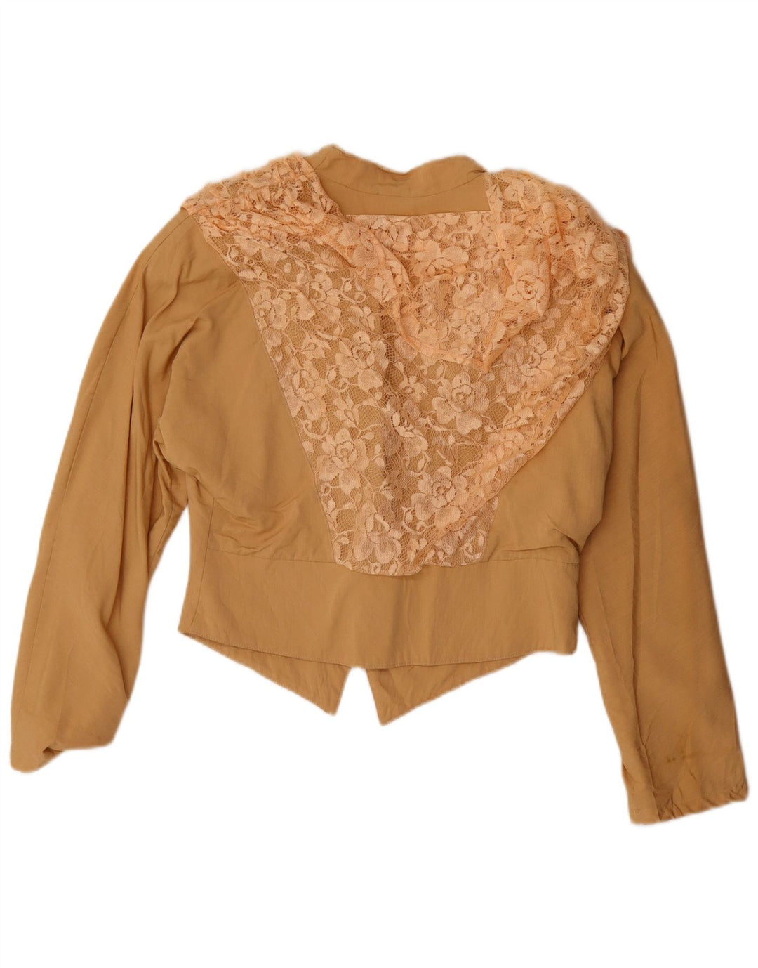 Vintage Womens Bolero Jacket UK 14 Medium Beige Floral Wool