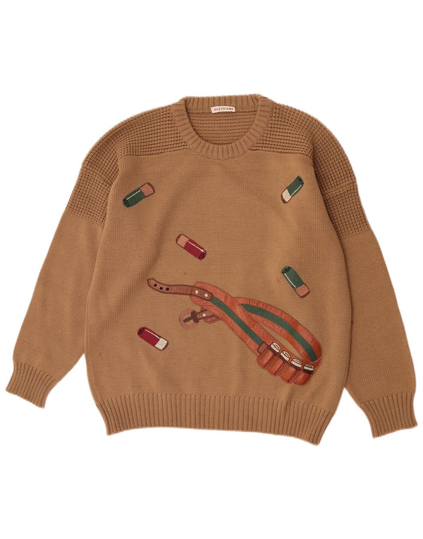 Γυναικείο πουλόβερ Beltrami Graphic Crew Neck Jumper UK 16 Large Brown