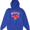 CHAMPION Mens SMU Mustangs Graphic Hoodie Jumper Medium Blue Polyester Vintage Champion and Second-Hand Champion from Messina Hembry 