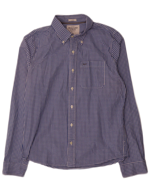 Abercrombie & Fitch Herre Muscle Bomber Jacket XL Blå Gingham Bomuld
