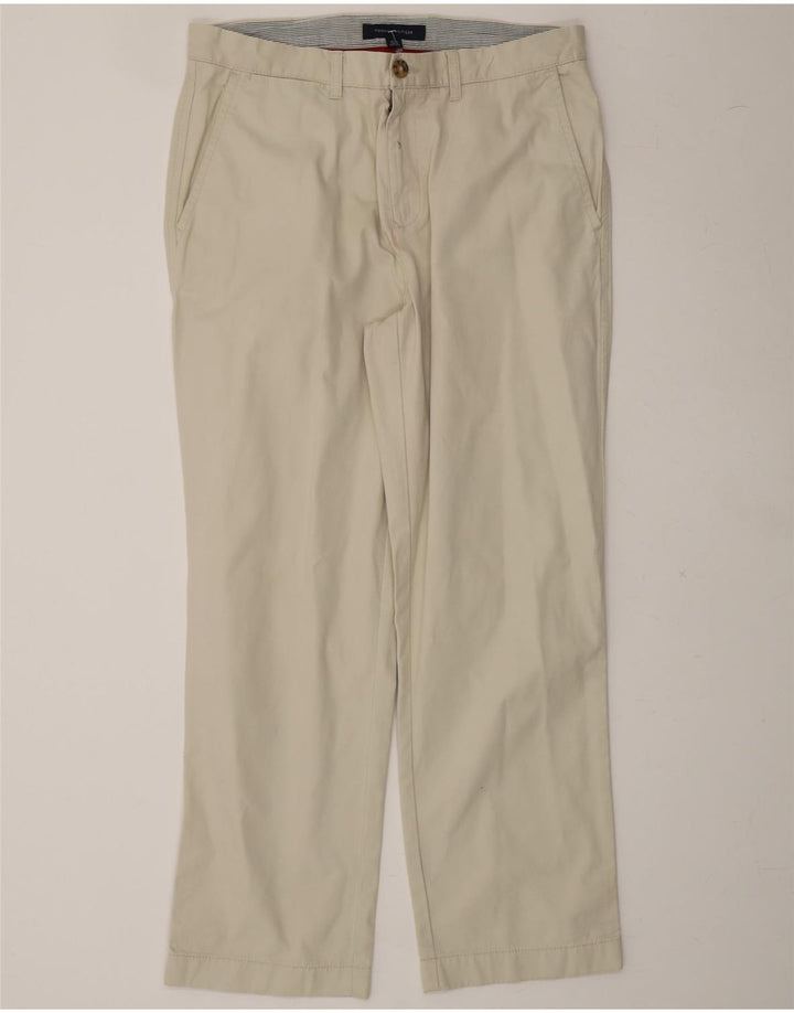 TOMMY HILFIGER Mens Straight Chino Trousers W34 L30 Off White Cotton Vintage Tommy Hilfiger and Second-Hand Tommy Hilfiger from Messina Hembry 