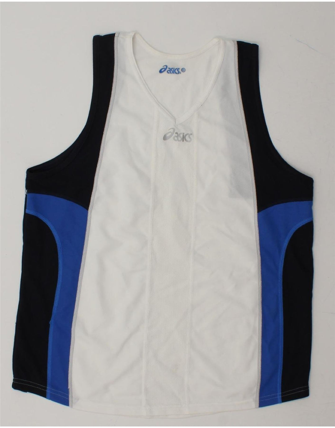 ASICS Womens Vest Top UK 18 XL White Colourblock Polyester Vintage Asics and Second-Hand Asics from Messina Hembry 