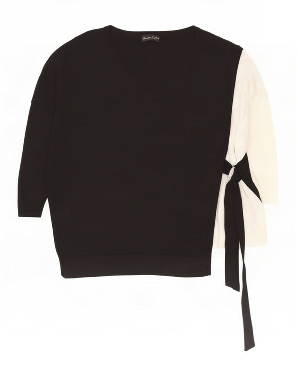 Maglione da donna con scollo a V e maniche a 3/4 Phase Eight UK 14 Large Nero