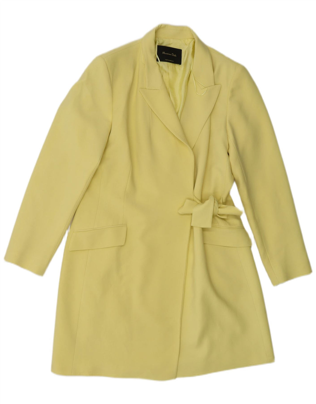Massimo Dutti Womens Overcoat EU 42 Large Yellow Viscose