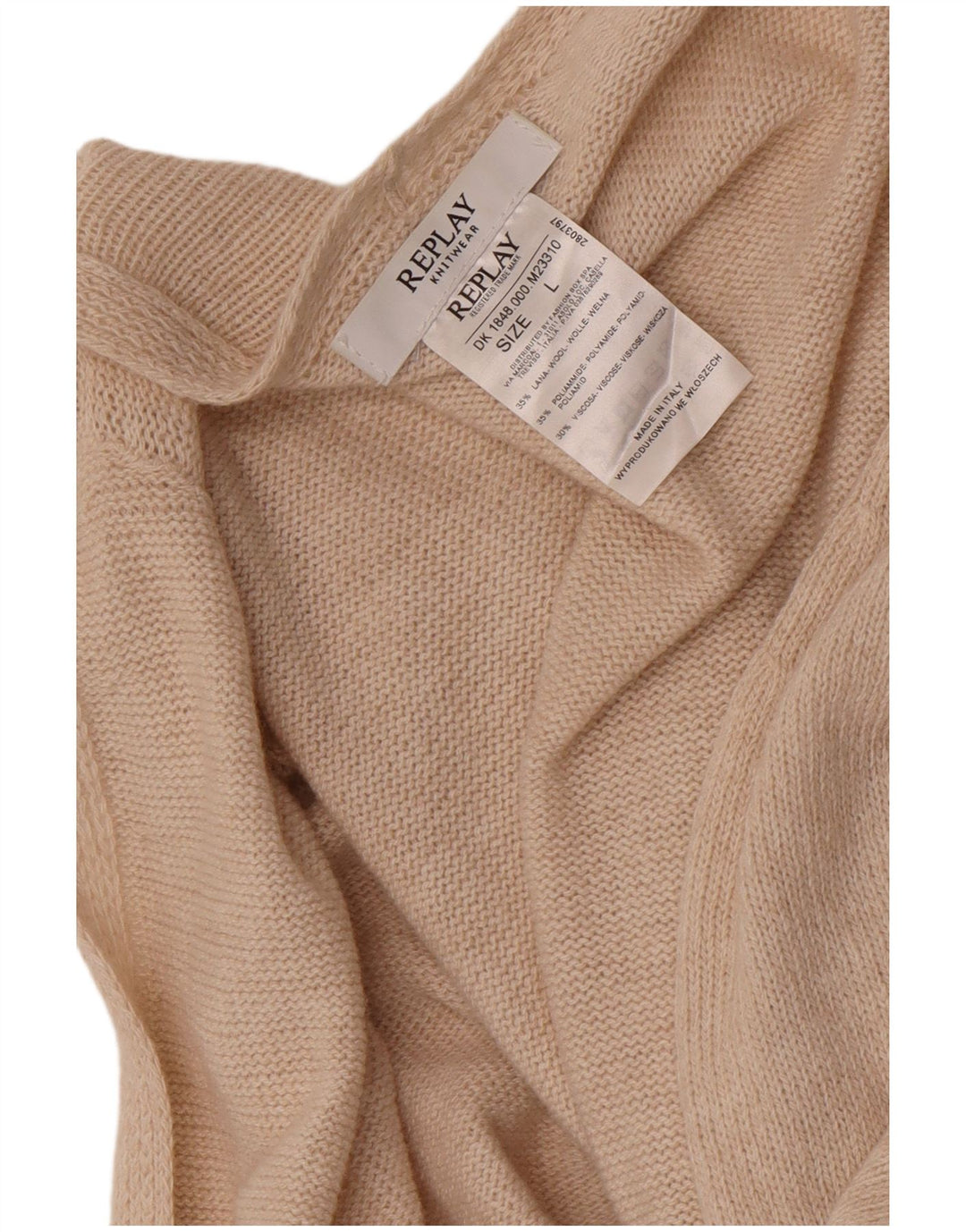 Replay Womens Open Cardigan Sweater UK 16 Large Off White Wool