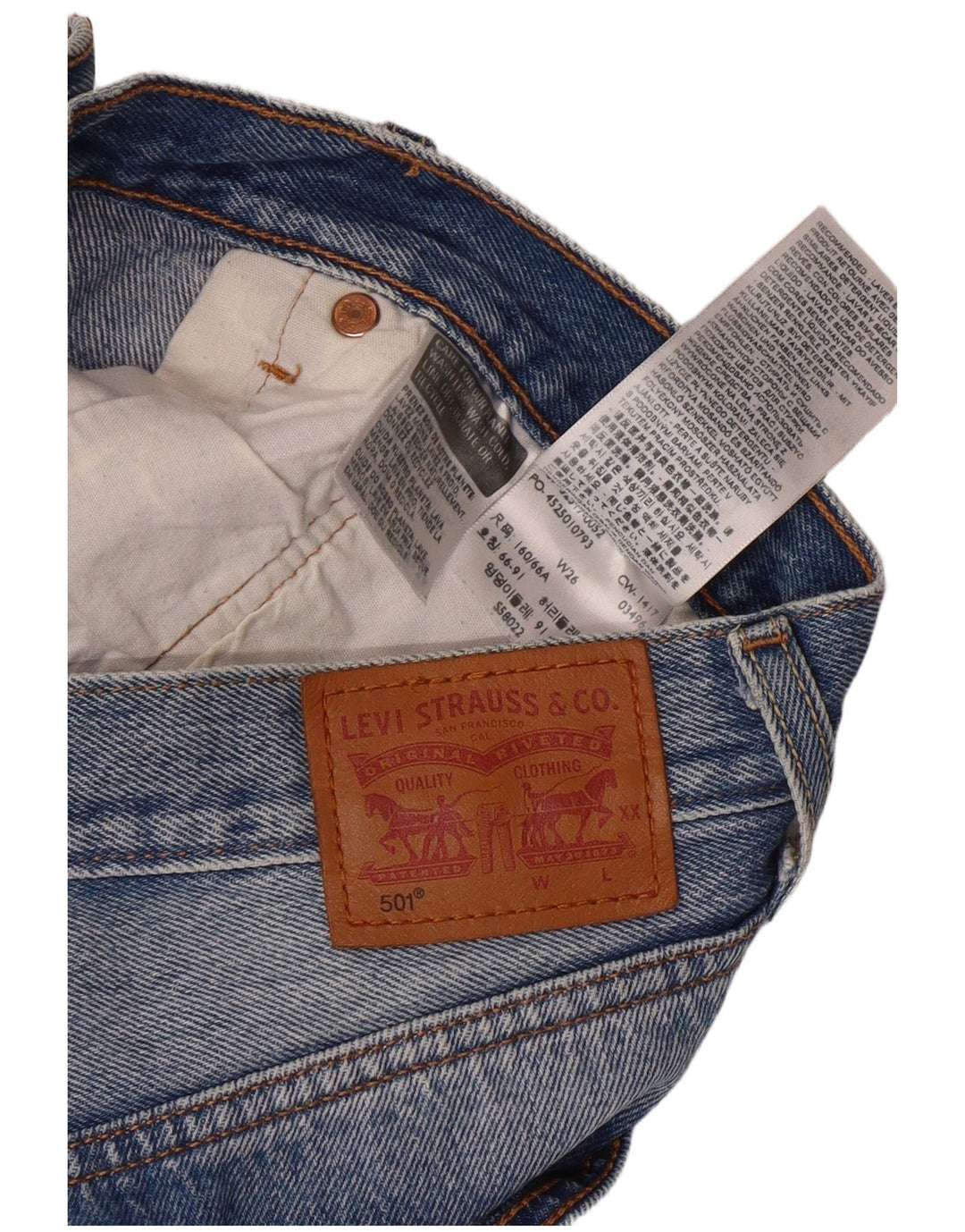 Levi's Womens 501 Distressed Denim Shorts W26 Small Blue Cotton Classic