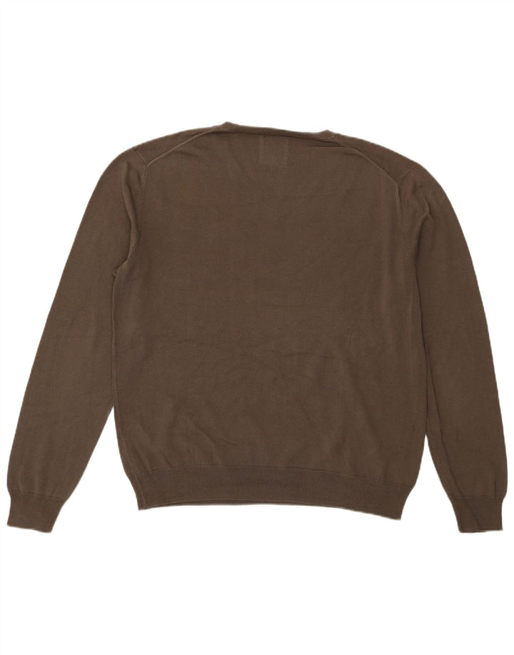 Sun68 Mens V-Neck Jumper Sweater XL Khaki Cotton