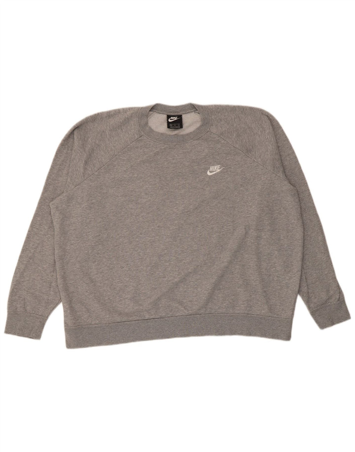 Nike Womens Oversized Sweatshirt Jumper UK 20 2XL Grey Flecked Cotton