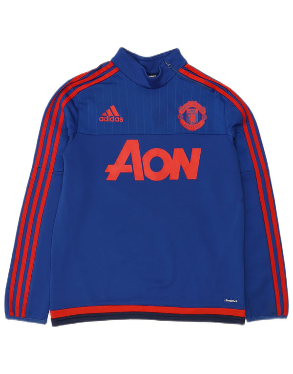 Adidas Boys Manchester United Graphic Sweatshirt Jumper 13-14 Years Blue