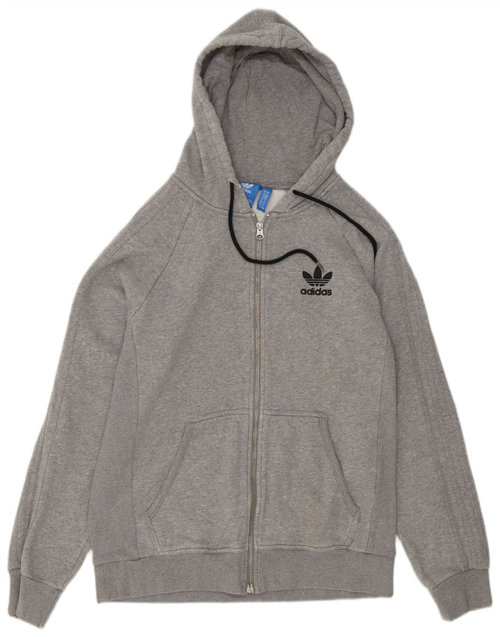 Adidas Mens Zip Hoodie Sweater Medium Grey Flecked Cotton