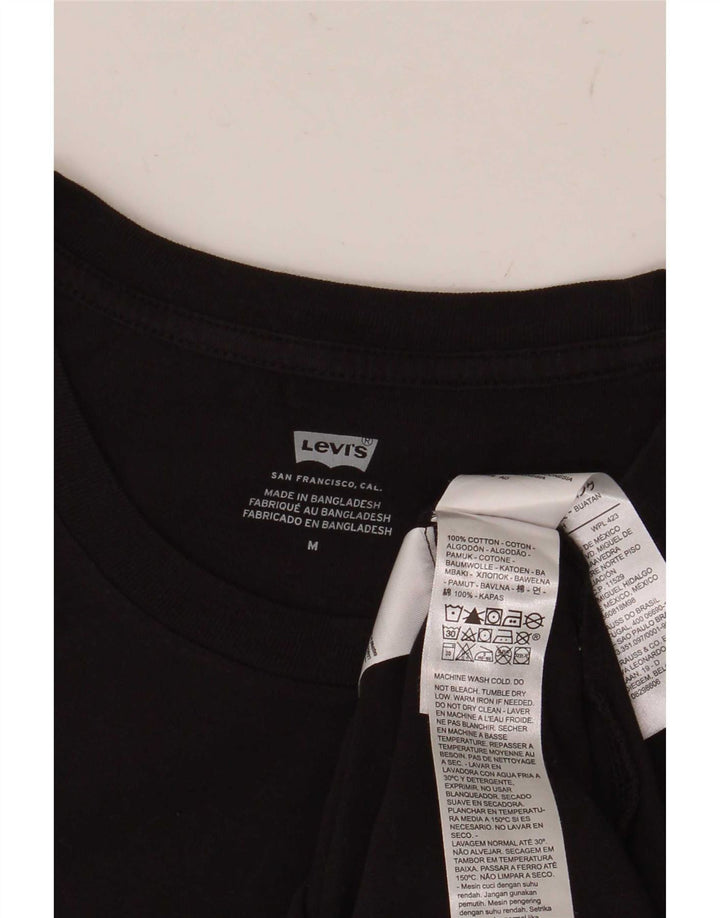Levi's Dame Grafisk T-Shirt Top UK 12 Medium Sort Bomuld