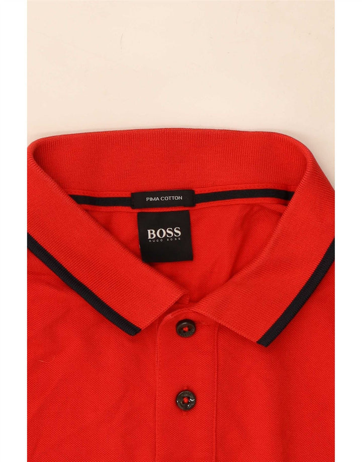 Hugo Boss Mens Polo Shirt Medium Red Cotton