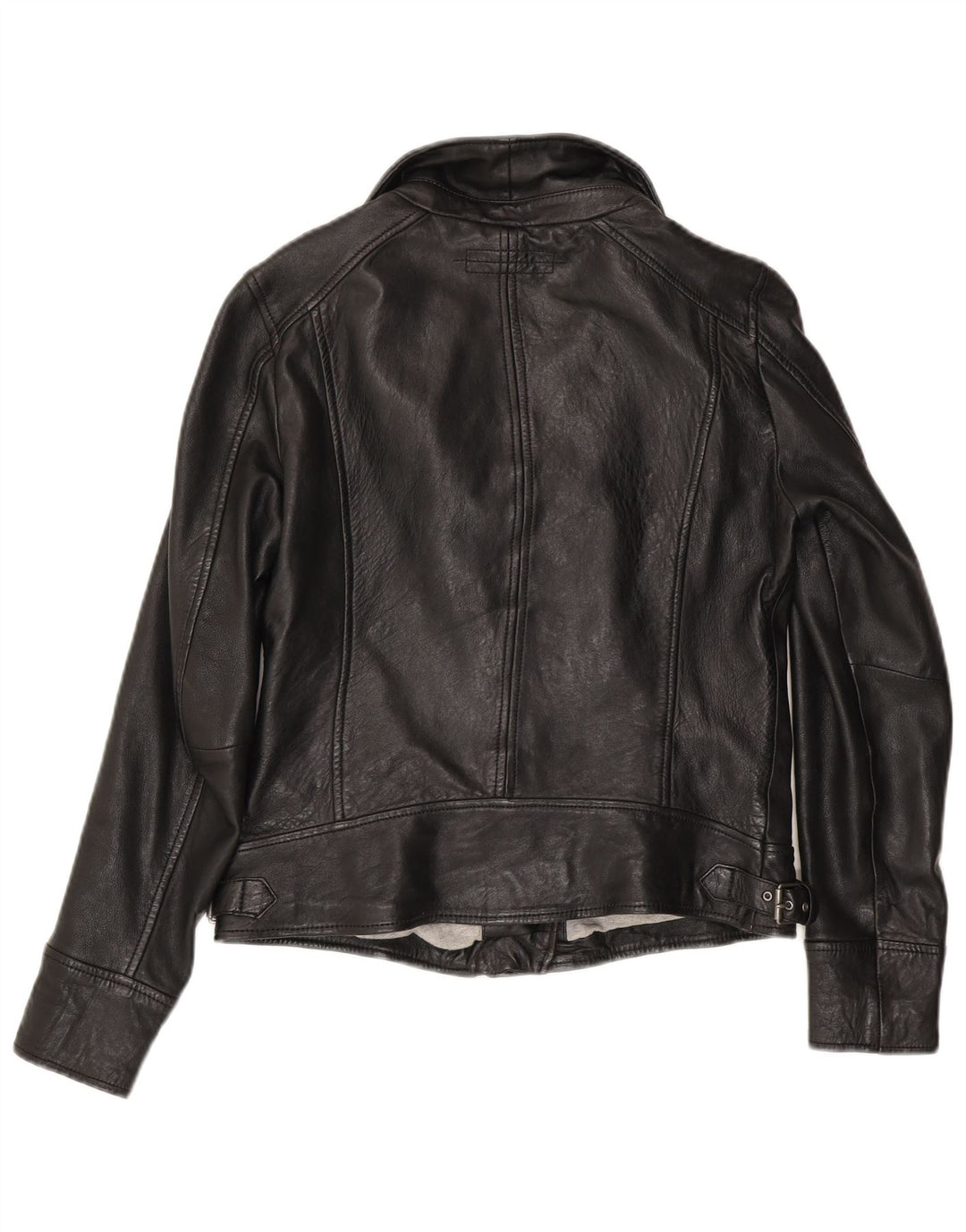 Oakwood Womens Leather Biker Jacket UK 14 Large Black Leather