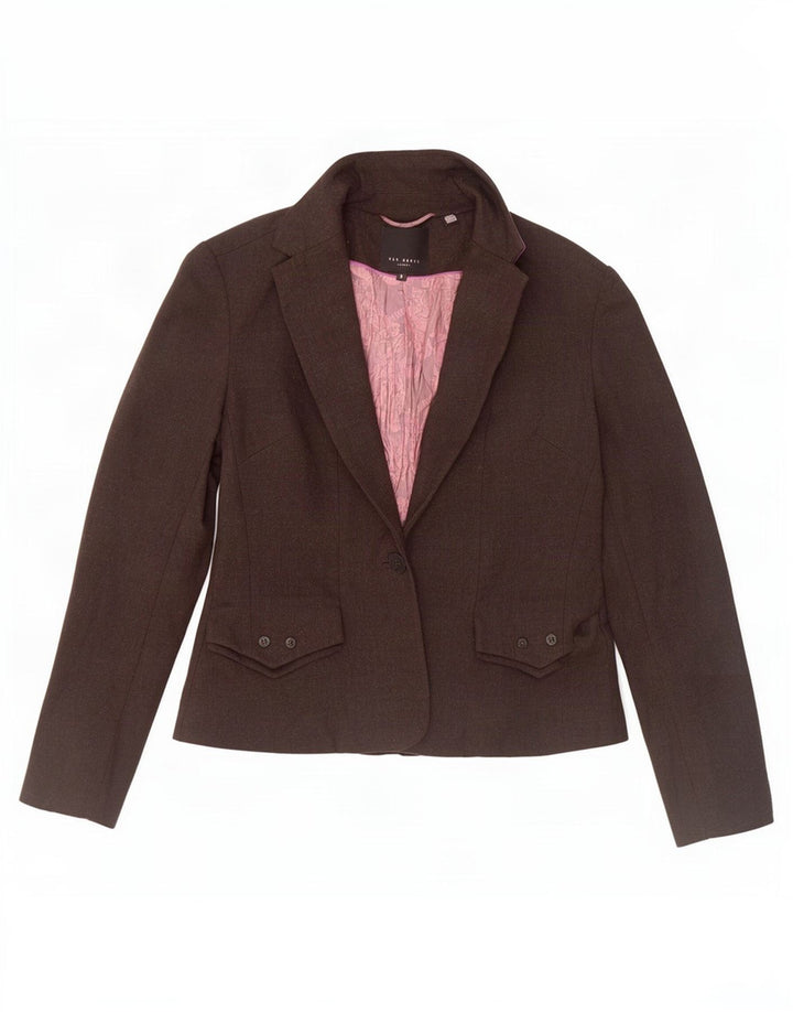 Ted Baker Veste blazer à 1 bouton pour femme Taille 3 Laine marron moyen