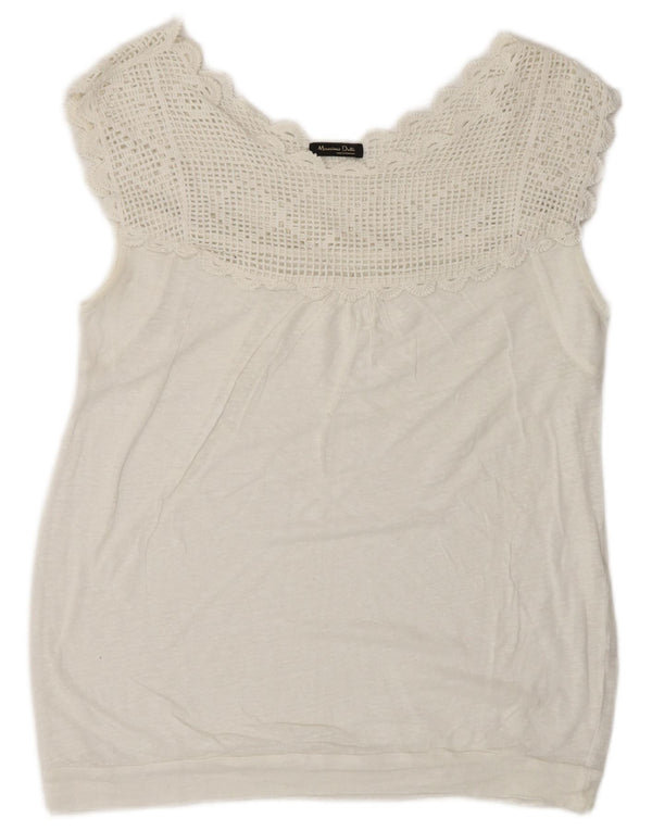 Massimo Dutti Womens Sleeveless Blouse Top UK 16 Large White