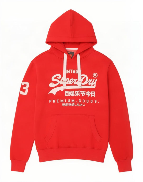 Superdry Herren-Kapuzenpullover mit Grafik, Größe S, Rot, Baumwolle