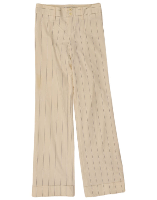 Pantaloni casual Bootcut da donna Zara EU 36 XS W26 L32 cotone a righe bianche