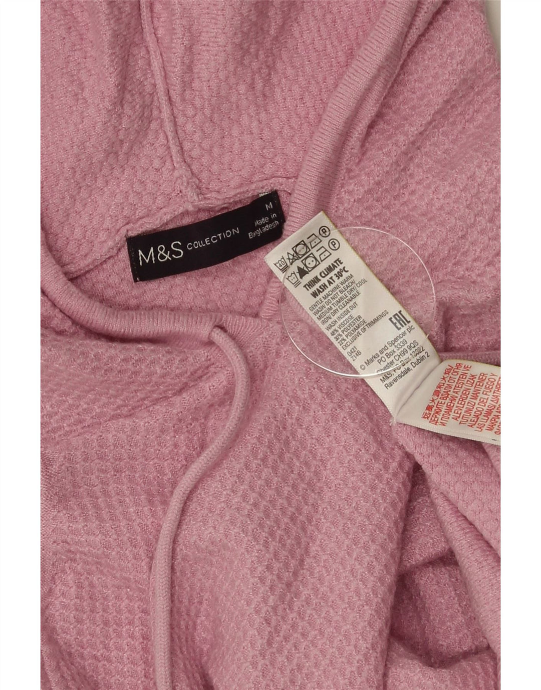 Marks & Spencer Womens Hooded Jumper Sweater UK 14 Medium Pink Viscose