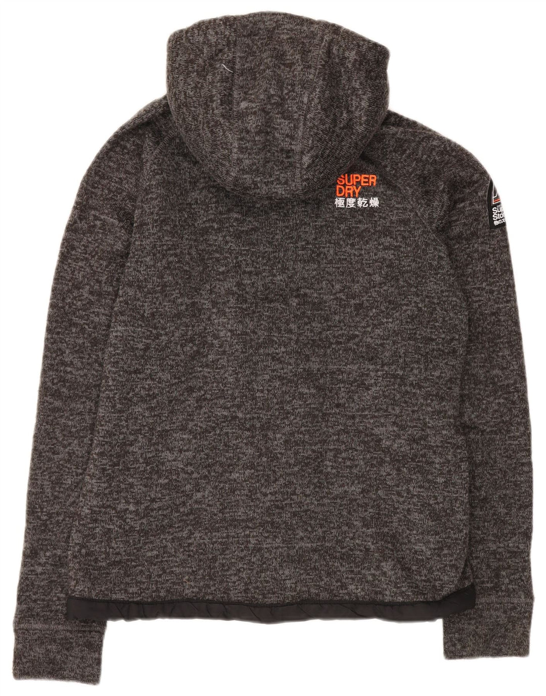 SUPERDRY Womens Zip Hoodie Sweater UK 14 Medium Grey Flecked Polyester