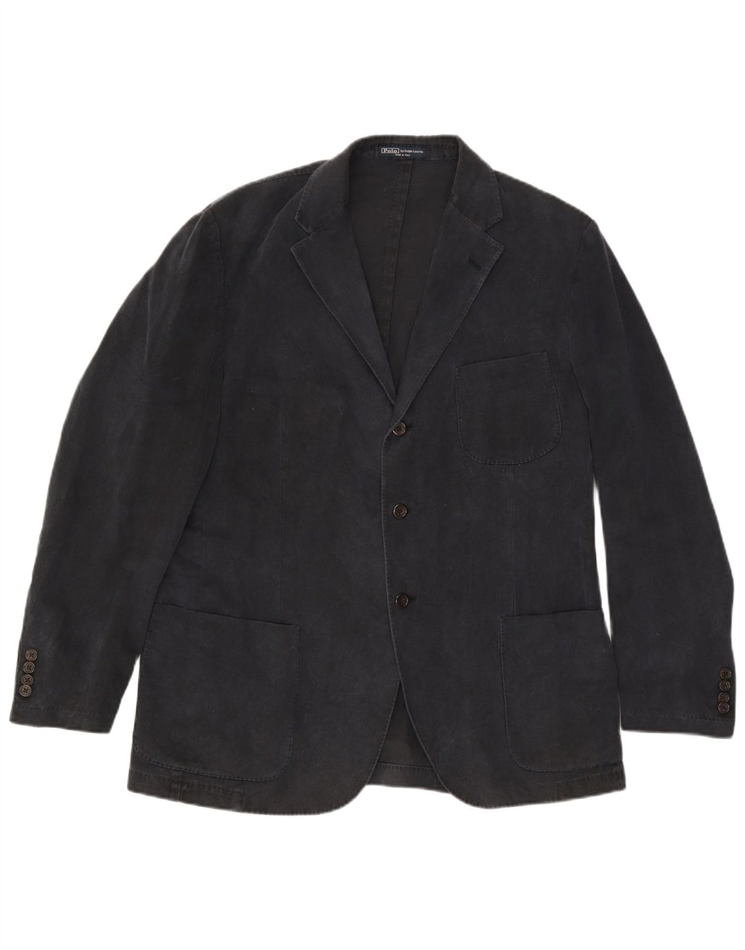 Polo Ralph Lauren Mens 3 Button Blazer Jacket IT 54 XL Black Cotton
