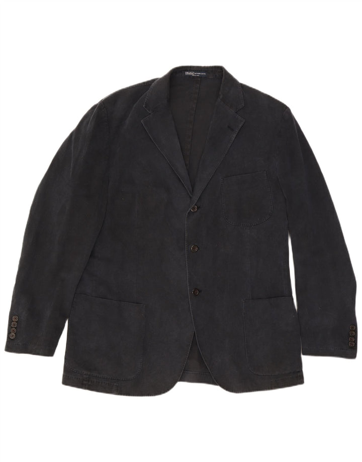 Polo Ralph Lauren Mens 3 Button Blazer Jacket IT 54 XL Black Cotton