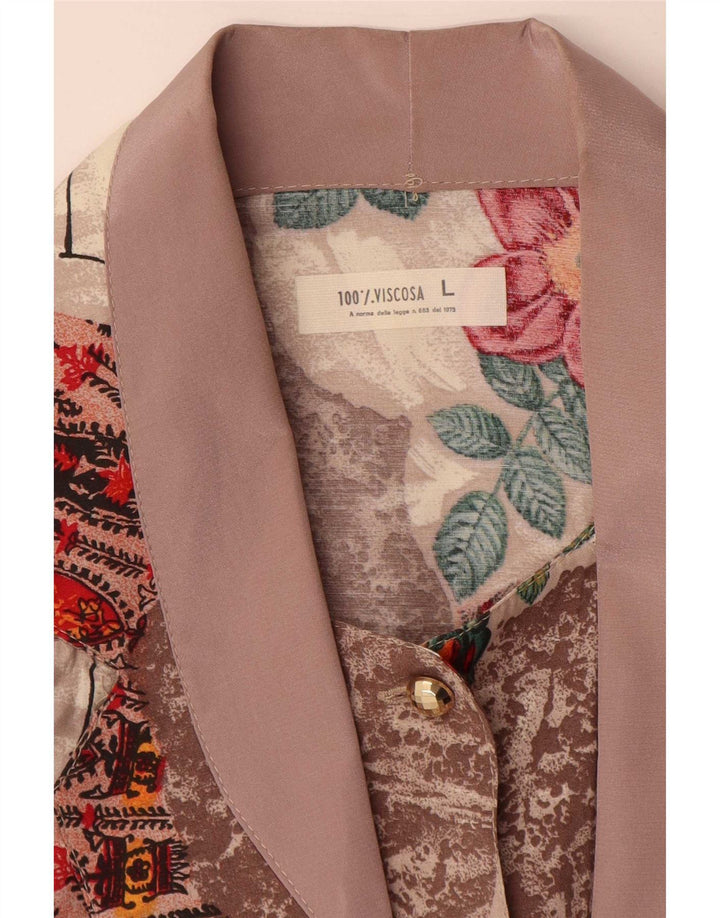 vintage Femmes 1 Bouton Blazer Veste UK 16 Grand Floral Multicolore