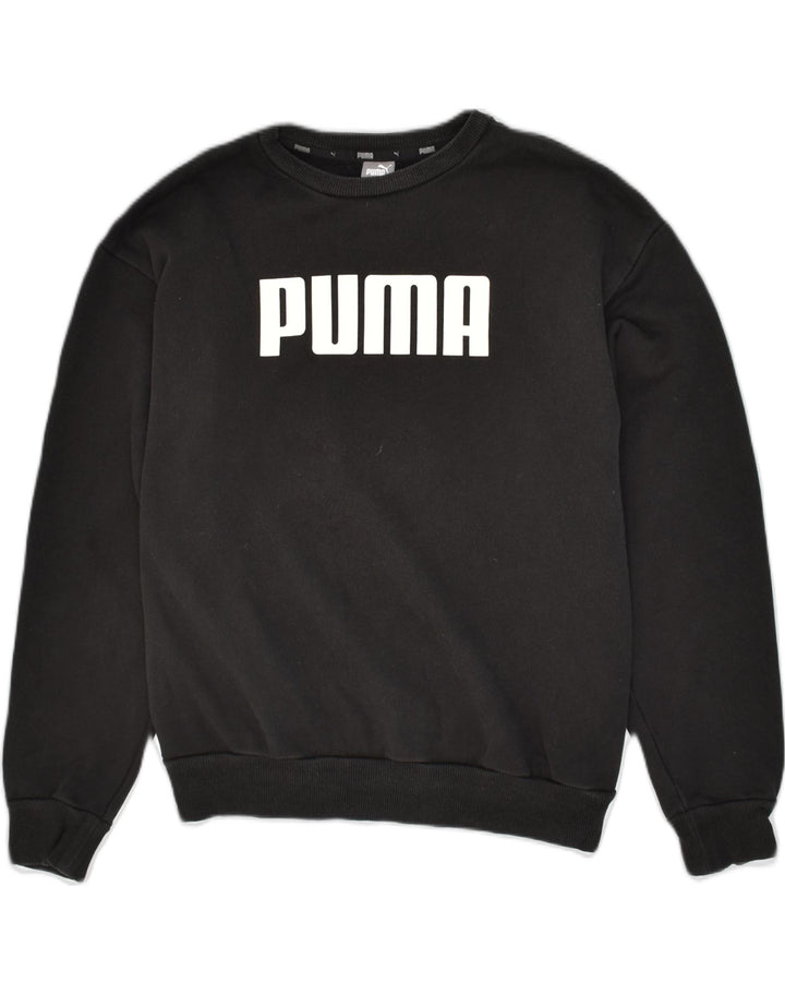 PUMA Womens Graphic Sweatshirt Jumper UK 10 Small  Black Cotton | Vintage Puma | Thrift | Second-Hand Puma | Used Clothing | Messina Hembry 