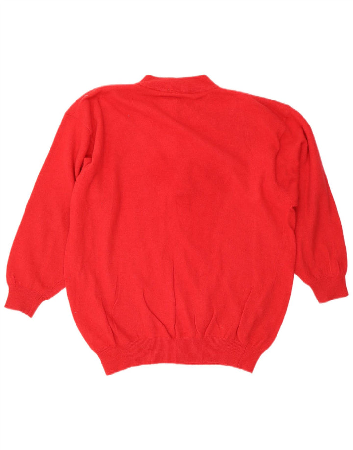 MISS ASTOR Womens Oversized Button Neck Jumper Sweater UK 14 Medium Red
