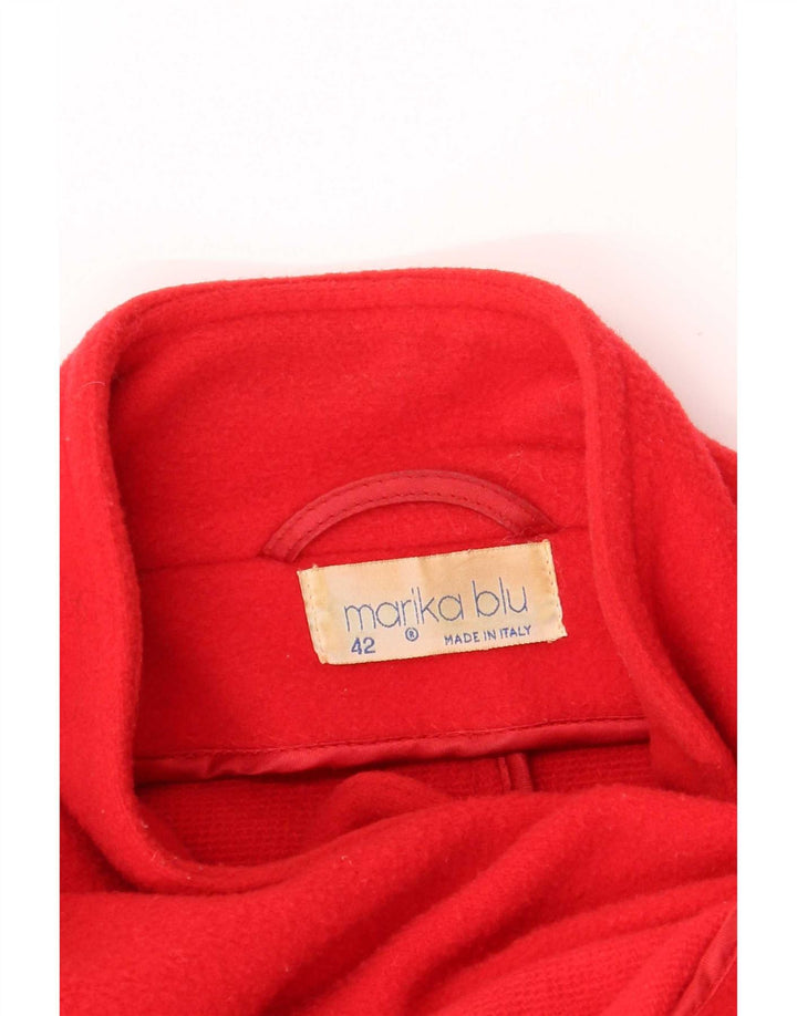 Marika Blu Womens Military Loose Fit Wrap Coat IT 42 Medium Red Designer