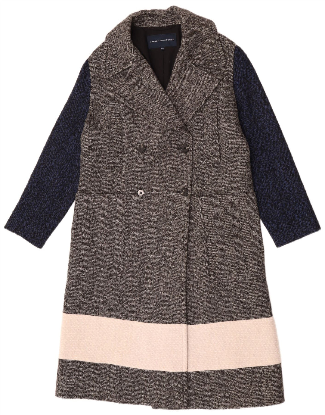 French Connection Manteau croisé pour femme UK 6 XS Gris Colourblock