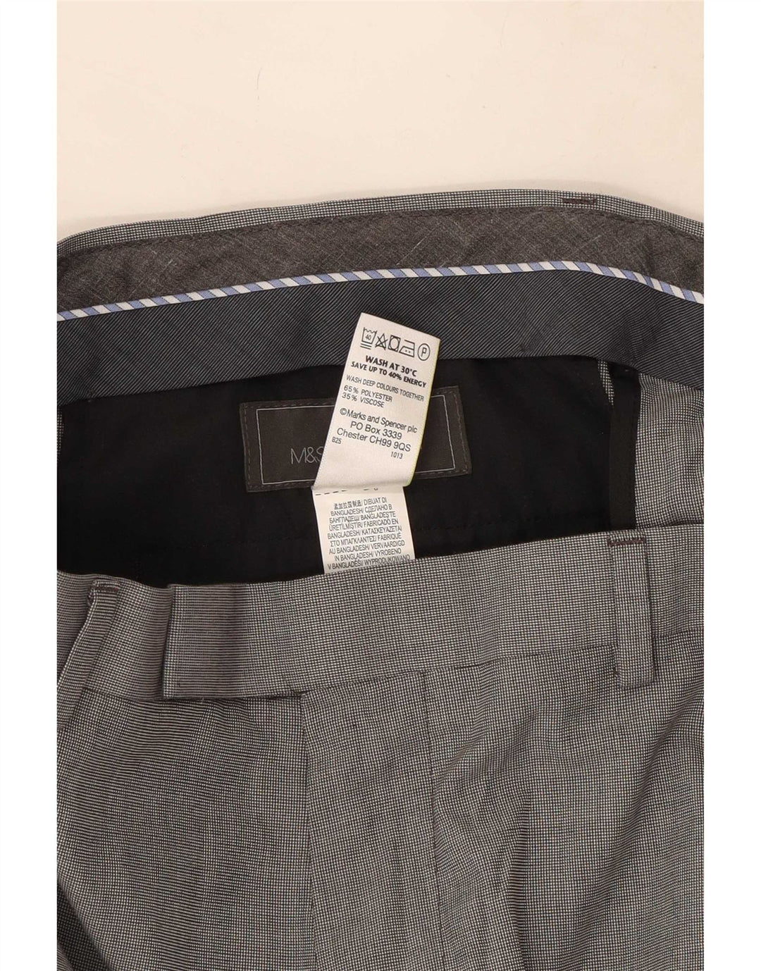 Marks & Spencer Mens Tailored Fit Casual Trousers W34 L33 Grey Polyester