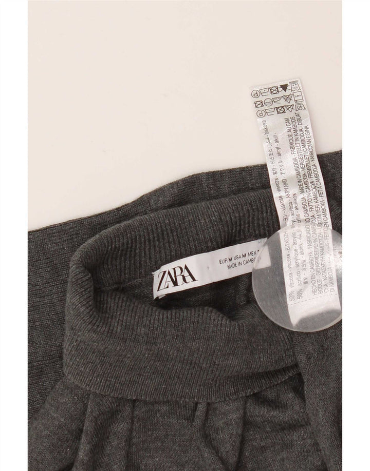 Мужской джемпер с высоким воротником Zara, средний серый вискозный свитер