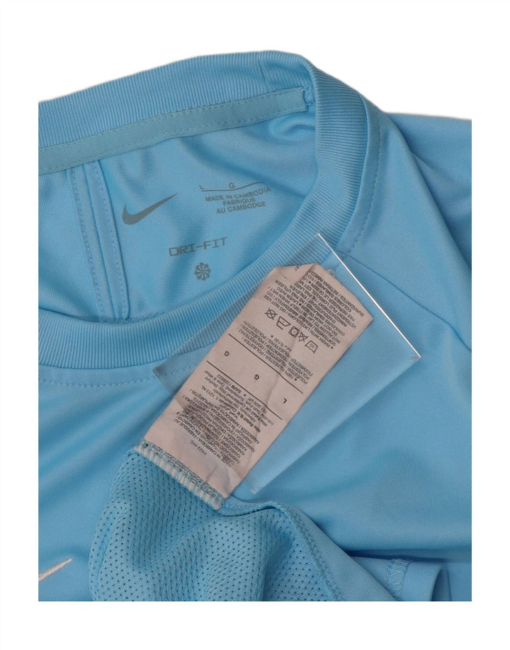 NIKE Herre Dri Fit T-Shirt Top Stor Blå Colourblock Polyester
