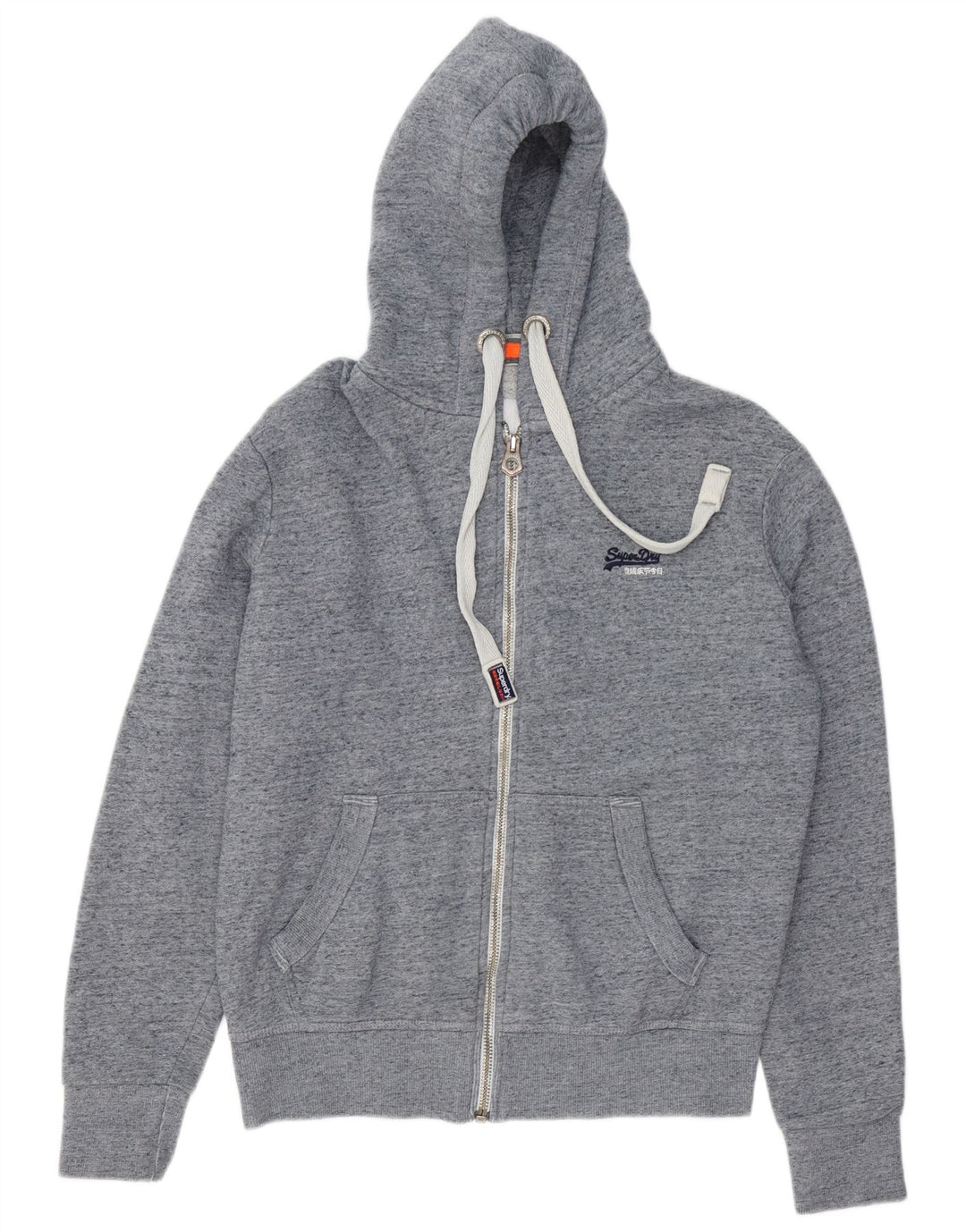 Maglione con cappuccio e zip da uomo Superdry in cotone screziato blu medio