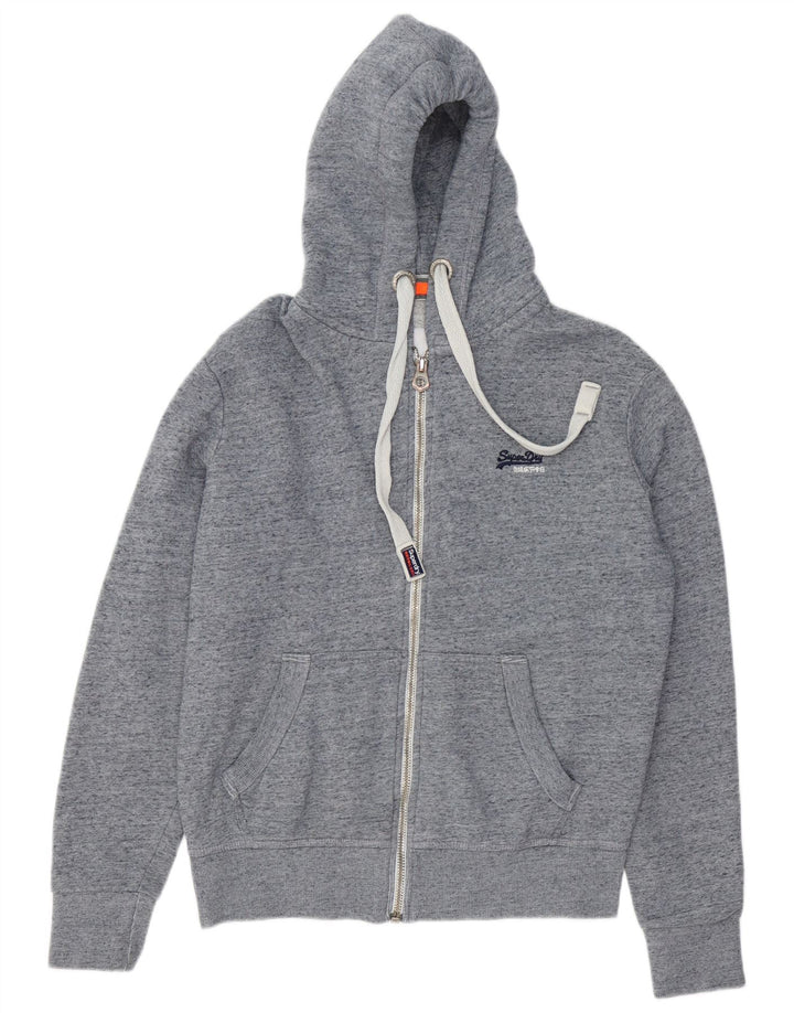 Maglione con cappuccio e zip da uomo Superdry in cotone screziato blu medio