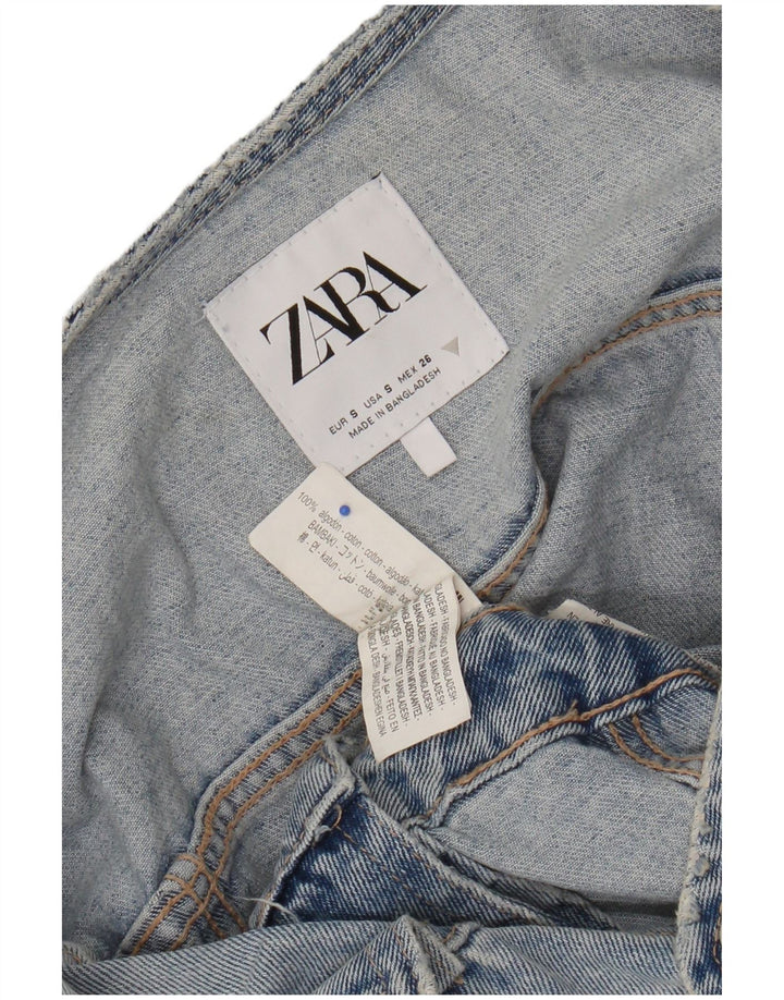Zara Womens Distressed Denim Playsuit UK 10 Small  Blue Cotton