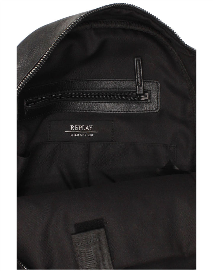 REPLAY Mens Faux Leather Backpack One Size Black Polyurethane Classic