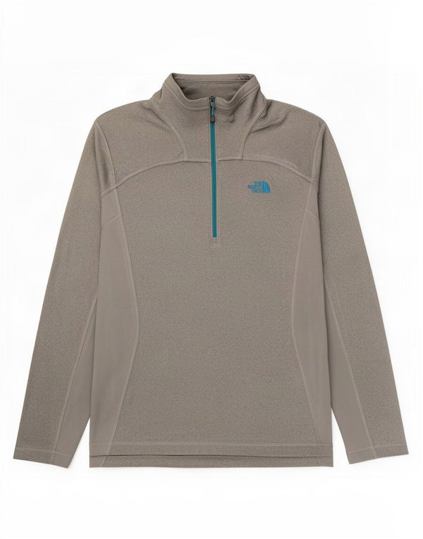 The North Face Mens Zip Neck Pullover Tracksuit Top Medium Grey Flecked