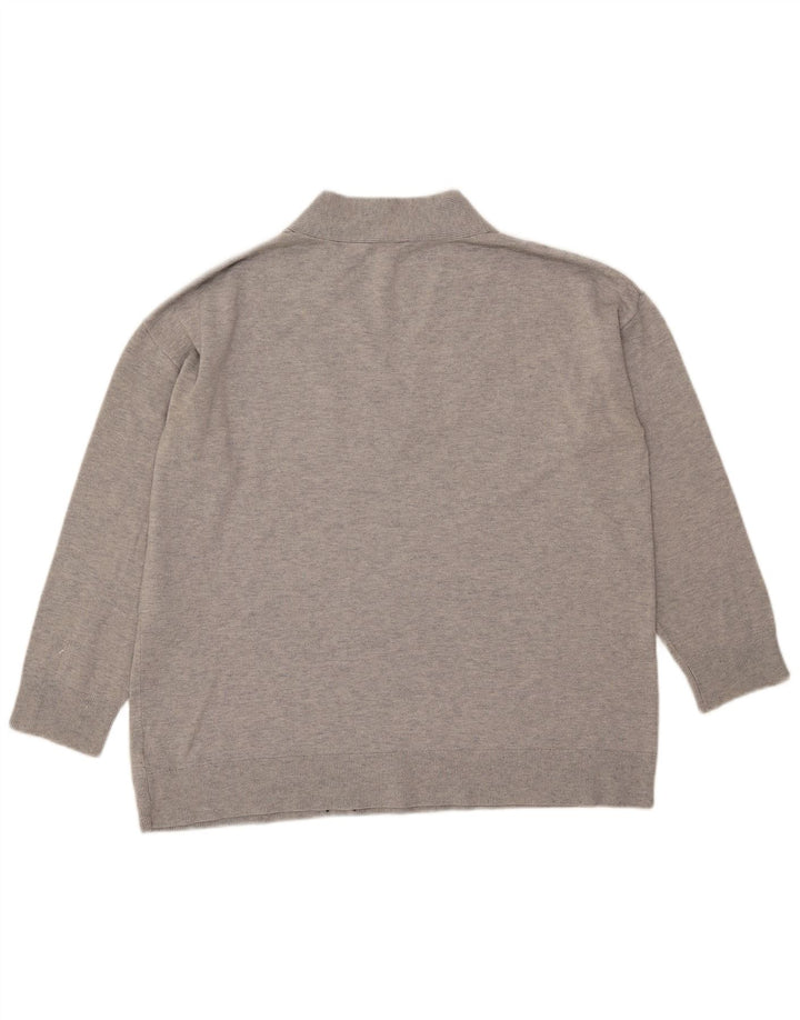 Gap Womens Oversized V-Neck Jumper Sweater UK 16 Large Grey Flecked