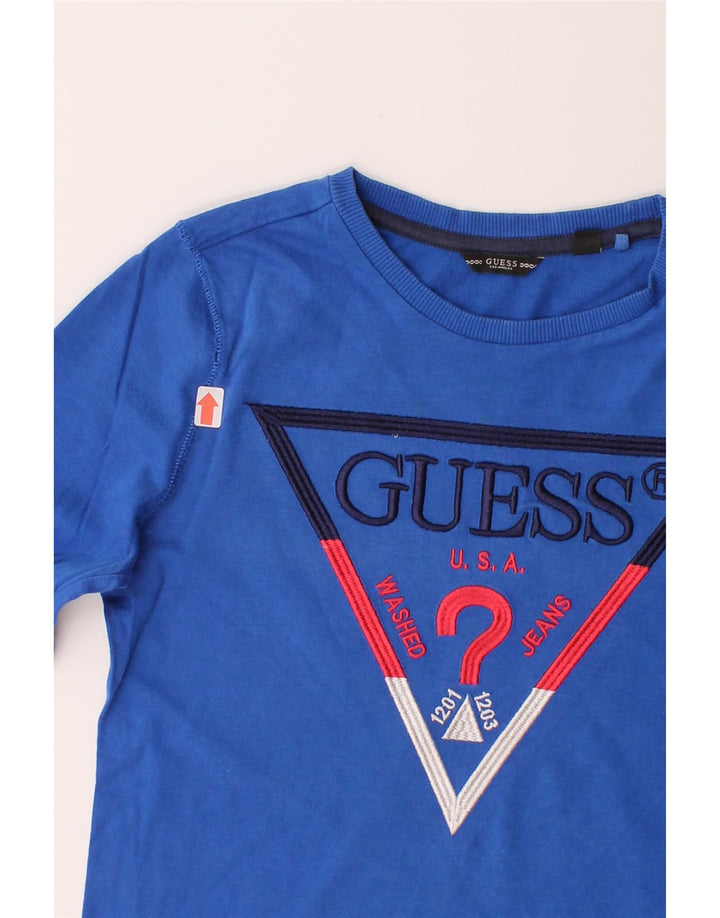 GUESS Boys Graphic Top Long Sleeve 7-8 Years Blue Cotton Vintage Guess and Second-Hand Guess from Messina Hembry 