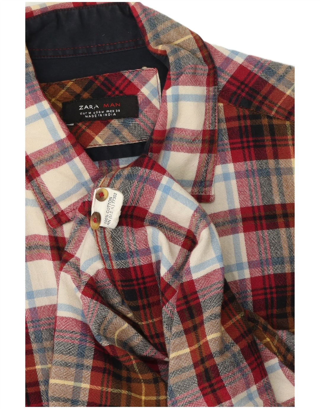 Zara Homme Chemise En Flanelle Medium Multicolore Check Cotton