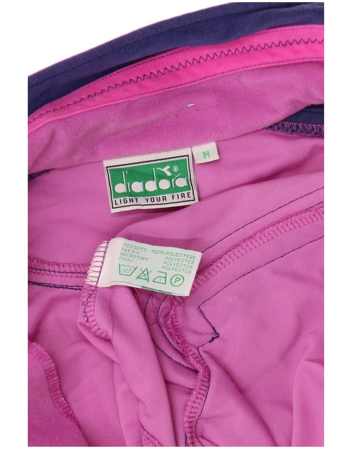 DIADORA Womens Graphic Fleece Jacket UK 14 Medium Pink Colourblock