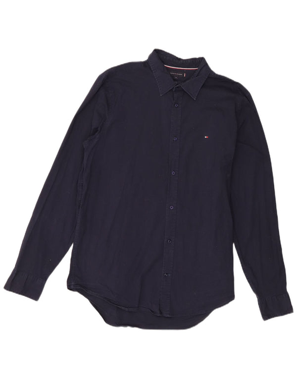 Tommy Hilfiger herre Slim Fit skjorte XL marineblå bomuld