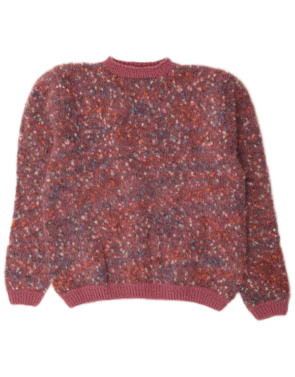 Vintage Dame Turtle Neck Jumper Sweater UK 14 Large Pink Flecked