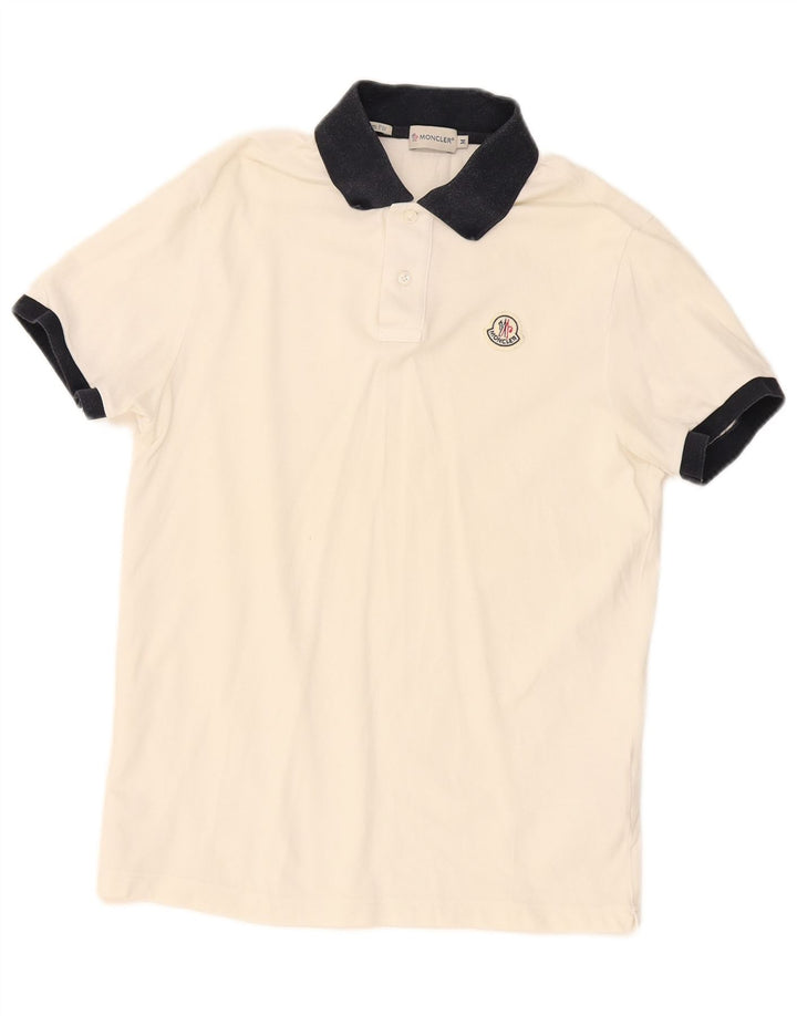 Moncler Mens Slim Fit Polo Shirt Medium White Colourblock Cotton
