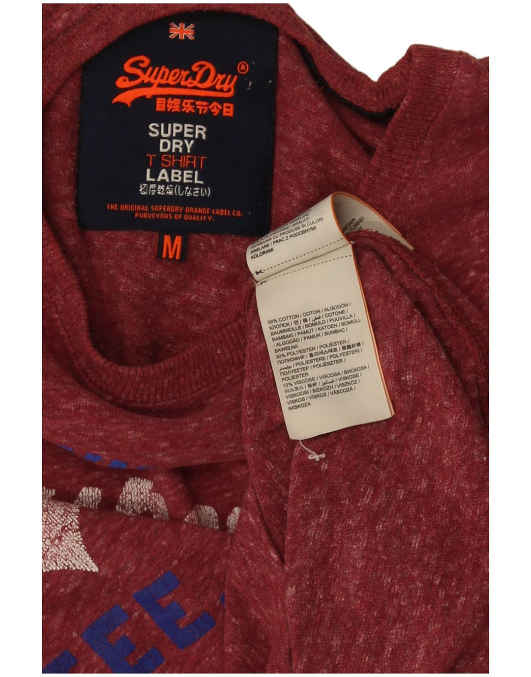 Superdry Mens Graphic T-Shirt Top Medium Red Flecked Cotton