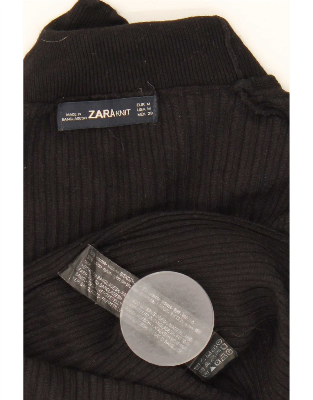 Zara Womens Turtle Neck Jumper Sweater UK 12 Medium Black Viscose