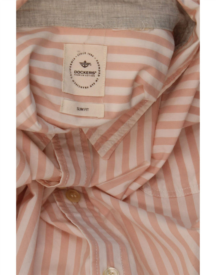 Dockers Mens Slim Fit Shirt XL Pink Striped